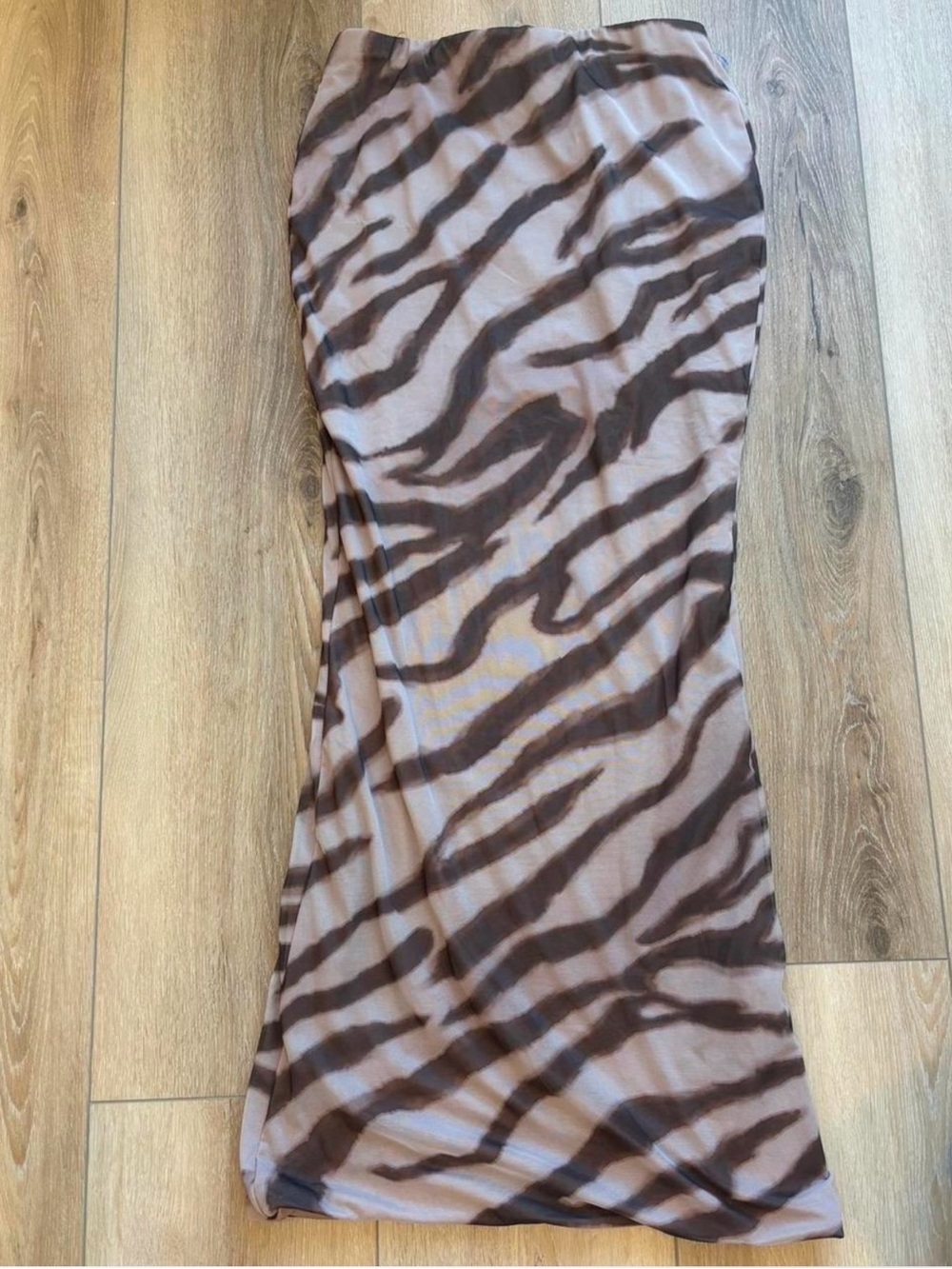 Women's Midi Zebra-Print Slip Skirt in Brown